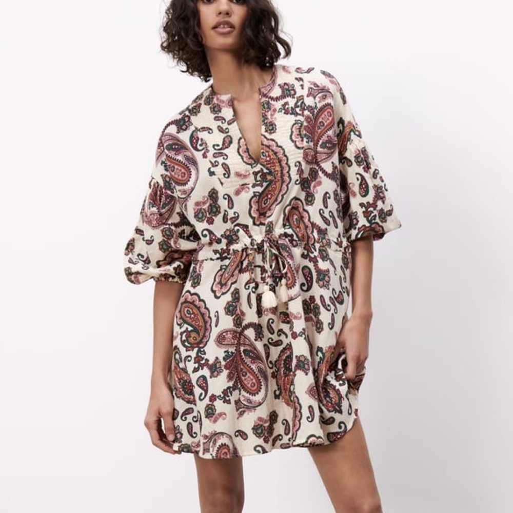 Zara Cotton Paisley Dress Size Small